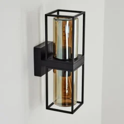 Suspension Verre Fumé-hofstein Applique murale d'extérieur Palanga Noir, 2 lumières