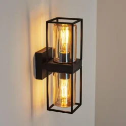 Lampes Vintages & Rétros-hofstein Applique murale d'extérieur Palanga Noir, 2 lumières