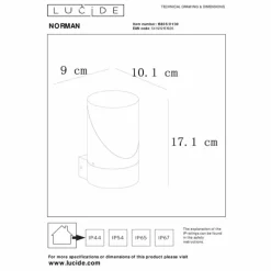 Luminaires Lucide Applique murale d'extérieur Lucide NORMAN Noir, 1 lumière