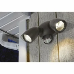 Luminaires Lutec Applique murale d'extérieur Lutec SHRIMP LED Noir, 2 lumières, Détecteur de mouvement