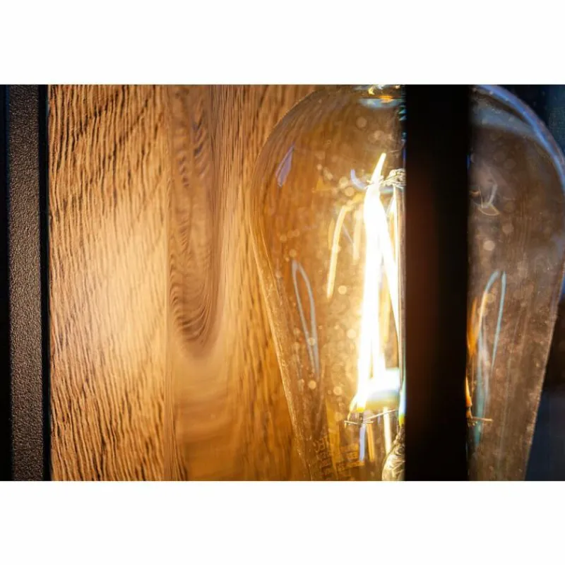Lampes En Bois-Luminaires Lutec Applique murale d'extérieur Lutec FLAIR Couleur bois, Noir, 1 lumière