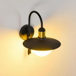 Luminaires Rustiques-hofstein Applique murale d'extérieur Theux Or, Noir, 1 lumière, Détecteur de mouvement