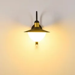 Luminaires Rustiques-hofstein Applique murale d'extérieur Theux Or, Noir, 1 lumière, Détecteur de mouvement