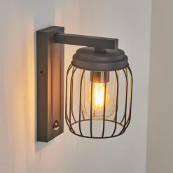 Lampes Vintages & Rétros-hofstein Applique murale d'extérieur Foothills Anthracite, 1 lumière, Détecteur de mouvement