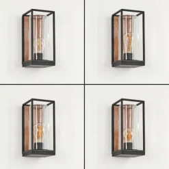 hofstein Applique murale d'extérieur Palanga Brun, Couleur bois, Noir, 1 lumière