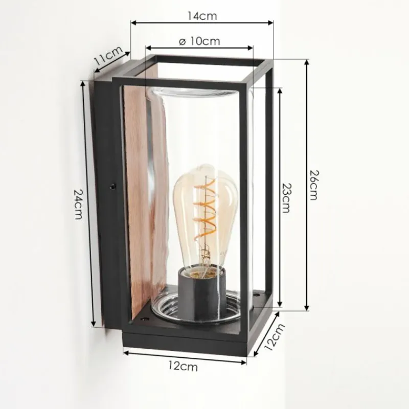 hofstein Applique murale d'extérieur Palanga Brun, Couleur bois, Noir, 1 lumière