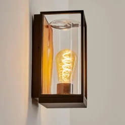 hofstein Applique murale d'extérieur Palanga Brun, Couleur bois, Noir, 1 lumière