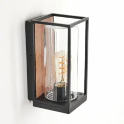 hofstein Applique murale d'extérieur Palanga Brun, Couleur bois, Noir, 1 lumière
