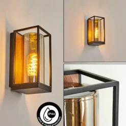 hofstein Applique murale d'extérieur Palanga Brun, Couleur bois, Noir, 1 lumière