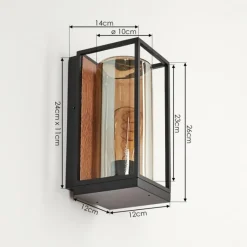 hofstein Applique murale d'extérieur Palanga Brun, Couleur bois, Noir, 1 lumière