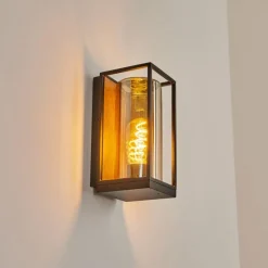 hofstein Applique murale d'extérieur Palanga Brun, Couleur bois, Noir, 1 lumière