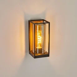 hofstein Applique murale d'extérieur Palanga Brun, Couleur bois, Noir, 1 lumière