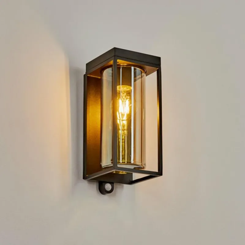 hofstein Applique murale d'extérieur Palanga LED Noir, 1 lumière, Détecteur de mouvement