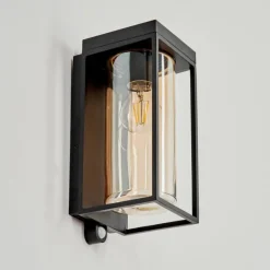 hofstein Applique murale d'extérieur Palanga LED Noir, 1 lumière, Détecteur de mouvement