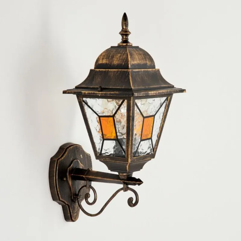 Luminaires Rustiques-hofstein Applique murale d'extérieur Halla Ancien, Or, Noir, 1 lumière