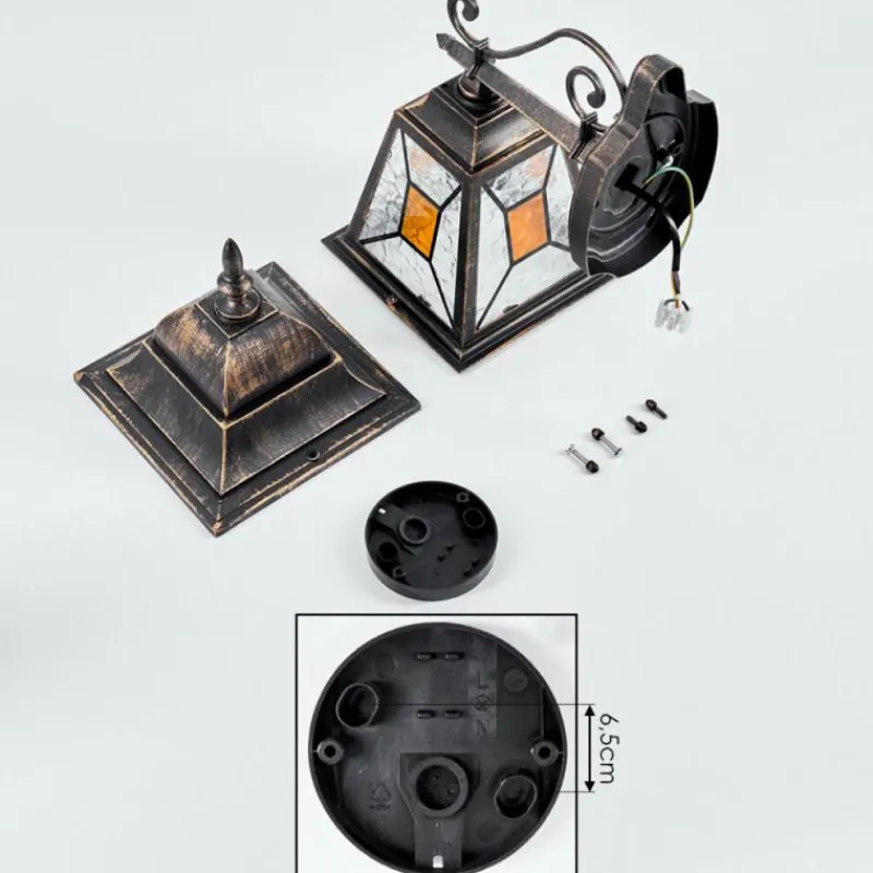 Luminaires Rustiques-hofstein Applique murale d'extérieur Halla Ancien, Or, Noir, 1 lumière