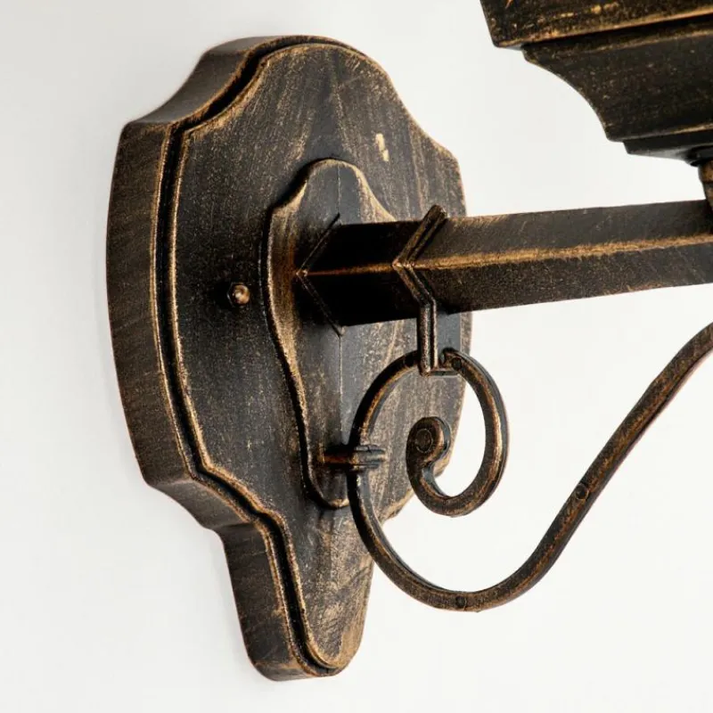 Luminaires Rustiques-hofstein Applique murale d'extérieur Halla Ancien, Or, Noir, 1 lumière