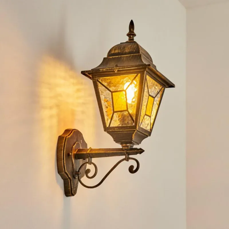 Luminaires Rustiques-hofstein Applique murale d'extérieur Halla Ancien, Or, Noir, 1 lumière