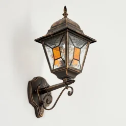 Luminaires Rustiques-hofstein Applique murale d'extérieur Halla Ancien, Or, Noir, 1 lumière