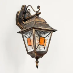 Luminaires Rustiques-hofstein Applique murale d'extérieur Halla Ancien, Or, Noir, 1 lumière