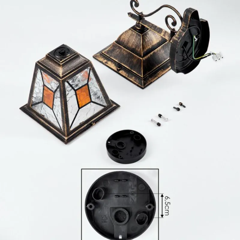 Luminaires Rustiques-hofstein Applique murale d'extérieur Halla Ancien, Or, Noir, 1 lumière