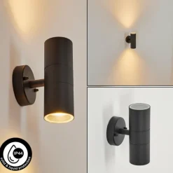 hofstein Applique murale d'extérieur Koila Noir, 2 lumières