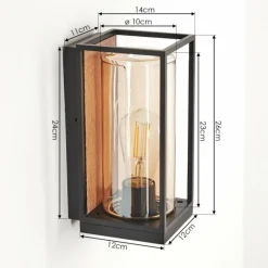 hofstein Applique murale d'extérieur Palanga Brun, Couleur bois, Noir, 1 lumière