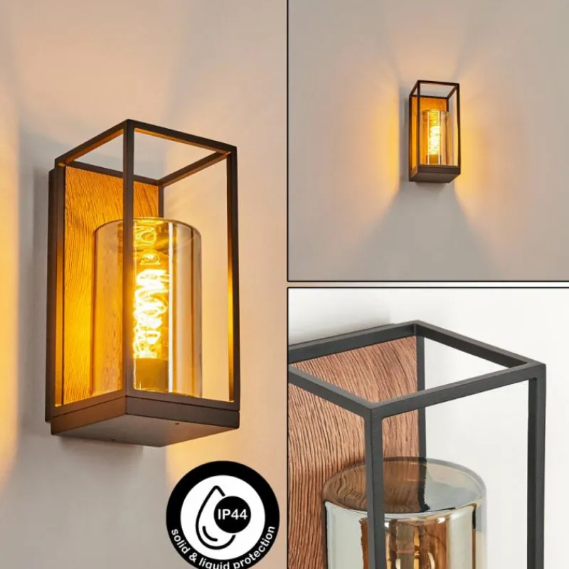 hofstein Applique murale d'extérieur Palanga Brun, Couleur bois, Noir, 1 lumière