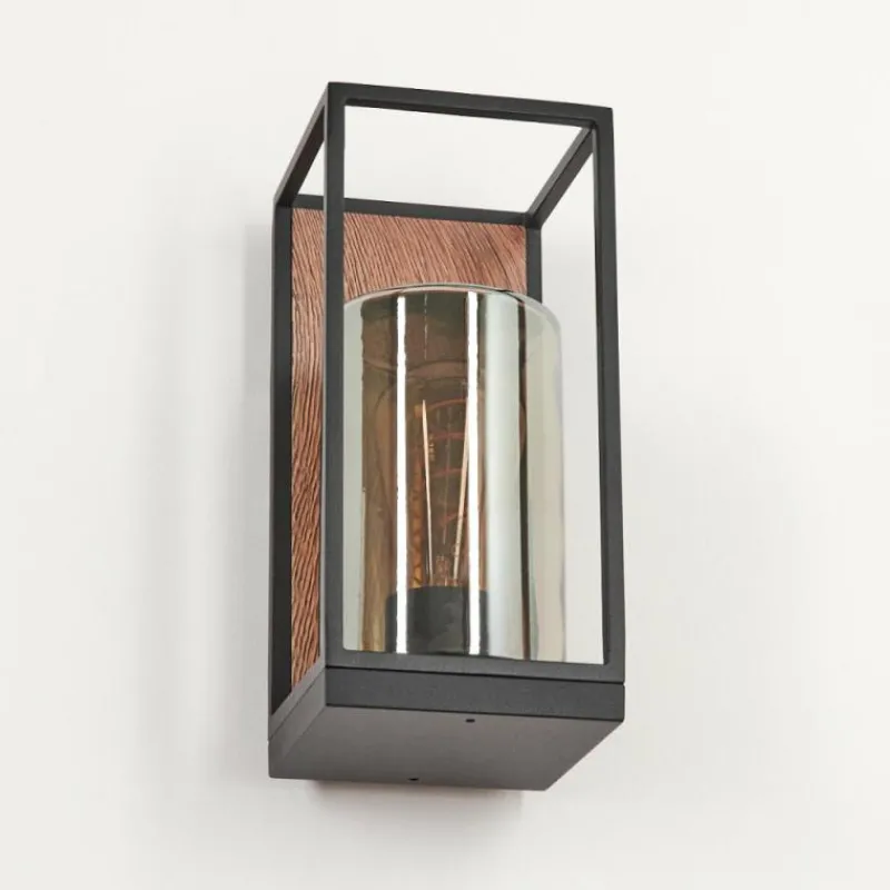 hofstein Applique murale d'extérieur Palanga Brun, Couleur bois, Noir, 1 lumière