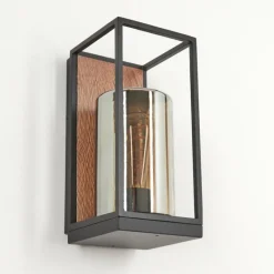 hofstein Applique murale d'extérieur Palanga Brun, Couleur bois, Noir, 1 lumière