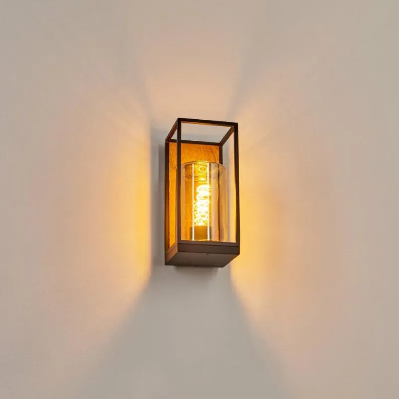 hofstein Applique murale d'extérieur Palanga Brun, Couleur bois, Noir, 1 lumière