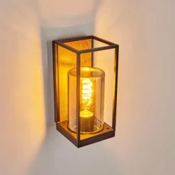 hofstein Applique murale d'extérieur Palanga Brun, Couleur bois, Noir, 1 lumière