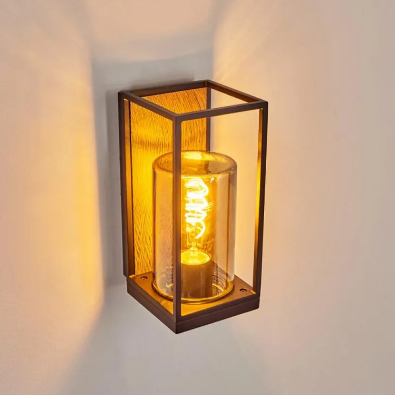 hofstein Applique murale d'extérieur Palanga Brun, Couleur bois, Noir, 1 lumière