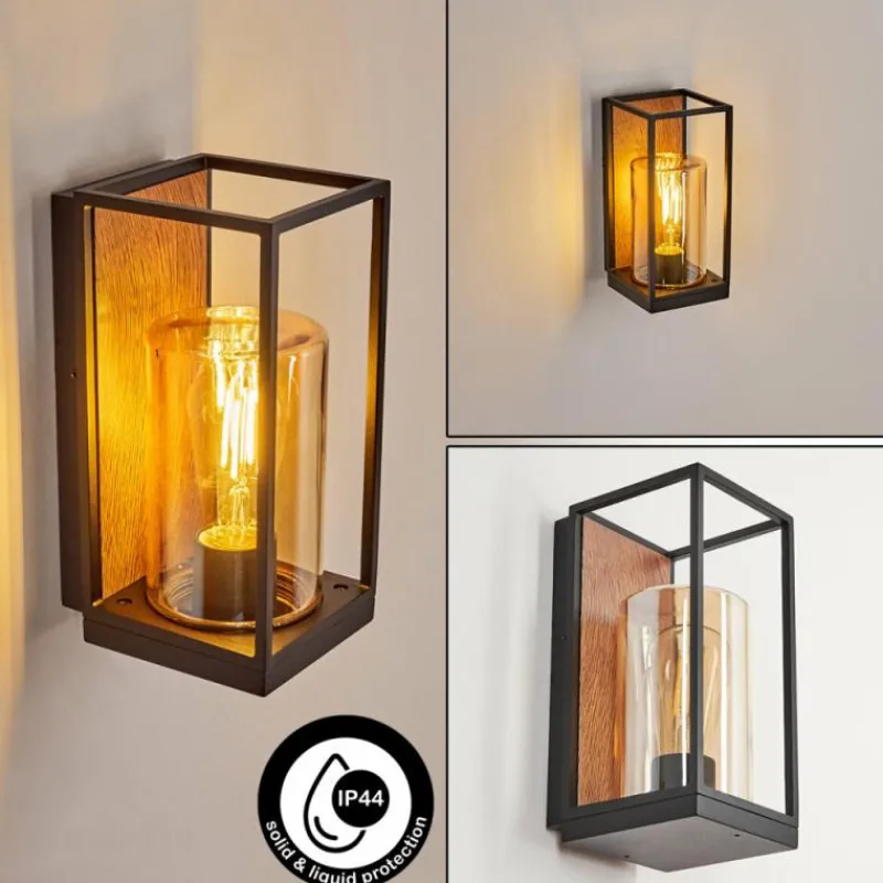 hofstein Applique murale d'extérieur Palanga Brun, Couleur bois, Noir, 1 lumière