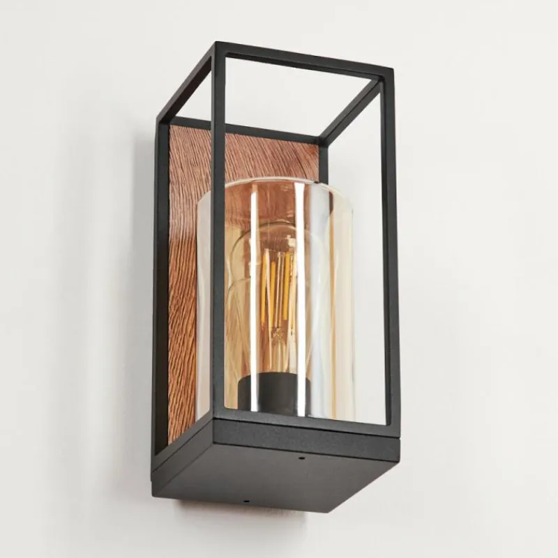 hofstein Applique murale d'extérieur Palanga Brun, Couleur bois, Noir, 1 lumière