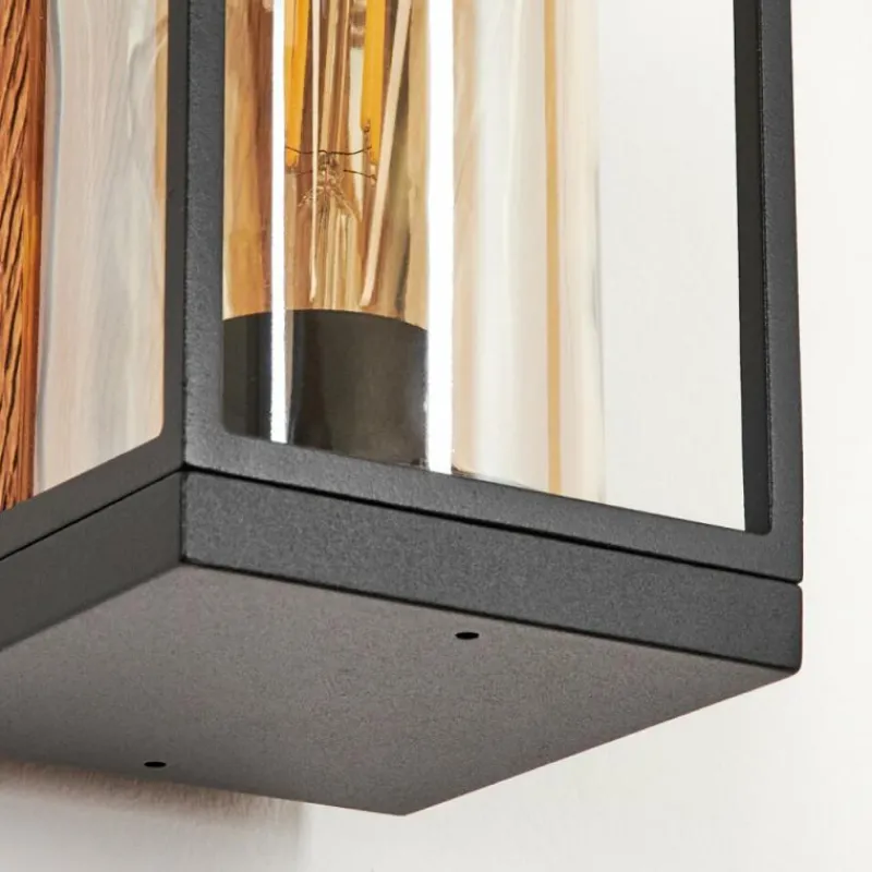 hofstein Applique murale d'extérieur Palanga Brun, Couleur bois, Noir, 1 lumière
