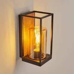 hofstein Applique murale d'extérieur Palanga Brun, Couleur bois, Noir, 1 lumière