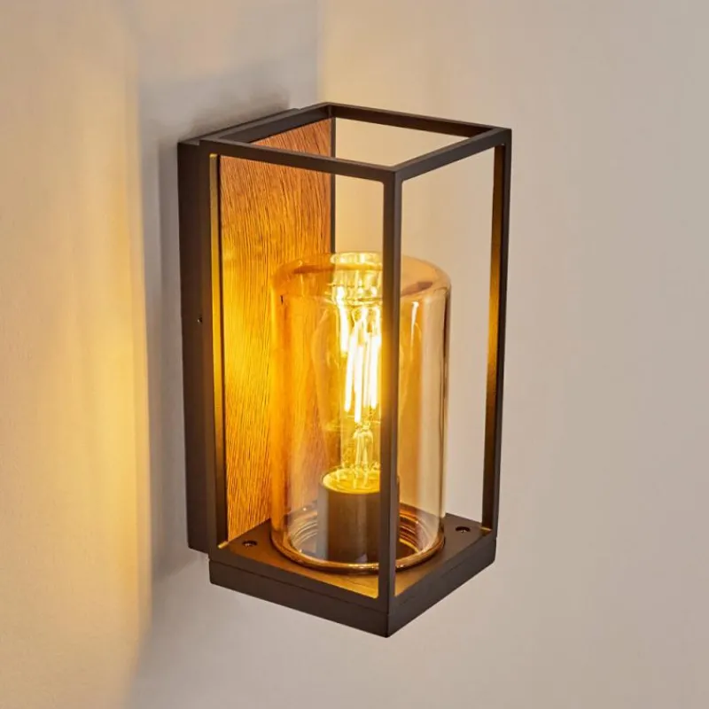 hofstein Applique murale d'extérieur Palanga Brun, Couleur bois, Noir, 1 lumière