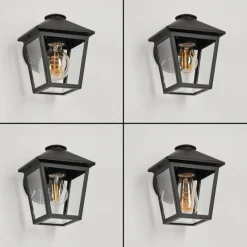 Lampes Vintages & Rétros-hofstein Applique murale d'extérieur Helmela Noir, 1 lumière