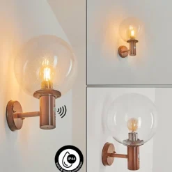 Lampes Vintages & Rétros-hofstein Applique murale d'extérieur Bubodefo Brun, Couleur bois, 1 lumière, Détecteur de mouvement