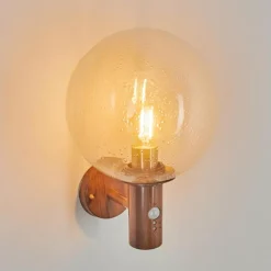 Lampes Vintages & Rétros-hofstein Applique murale d'extérieur Bubodefo Brun, Couleur bois, 1 lumière, Détecteur de mouvement