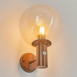Lampes Vintages & Rétros-hofstein Applique murale d'extérieur Bubodefo Brun, Couleur bois, 1 lumière, Détecteur de mouvement