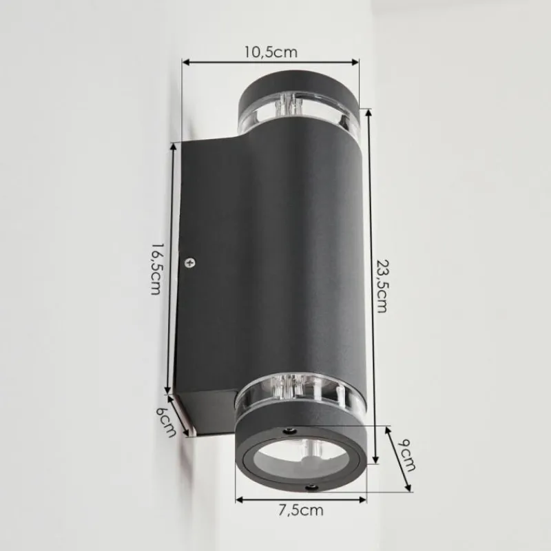 hofstein Applique murale d'extérieur Poupas Anthracite, 2 lumières