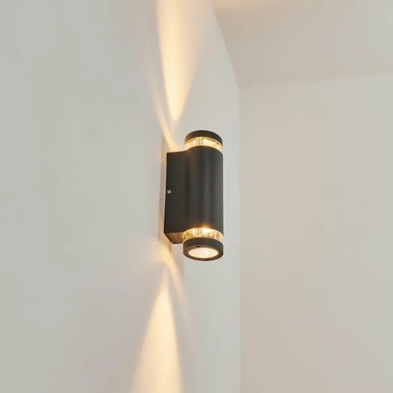 hofstein Applique murale d'extérieur Poupas Anthracite, 2 lumières