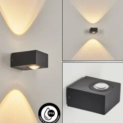 hofstein Applique murale d'extérieur Curvel LED Noir, 2 lumières