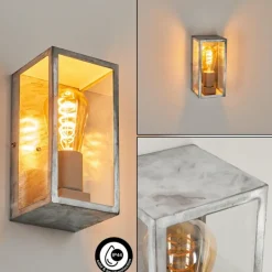 Lampes Vintages & Rétros-hofstein Applique murale d'extérieur Hakkas Argenté, Zingué, 1 lumière