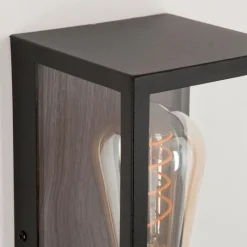 Lampes Vintages & Rétros-hofstein Applique murale d'extérieur Hakkas Couleur bois, Noir, 1 lumière