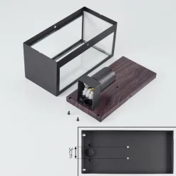 Lampes Vintages & Rétros-hofstein Applique murale d'extérieur Hakkas Couleur bois, Noir, 1 lumière