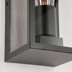 Lampes Vintages & Rétros-hofstein Applique murale d'extérieur Hakkas Couleur bois, Noir, 1 lumière