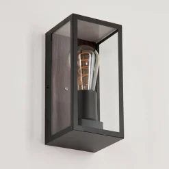 Lampes Vintages & Rétros-hofstein Applique murale d'extérieur Hakkas Couleur bois, Noir, 1 lumière